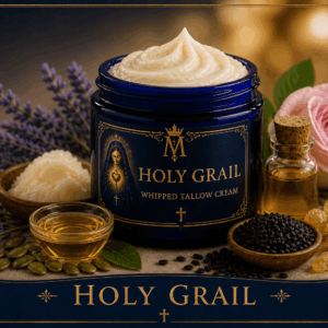 Holy Grail Whipped Tallow Cream by Immaculate Tallow—2 oz glass jar for dry and mature skin types