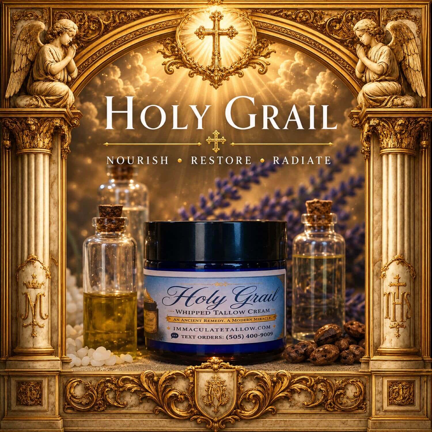 Holy Grail Whipped Tallow Cream by Immaculate Tallow—2 oz glass jar for dry and mature skin types