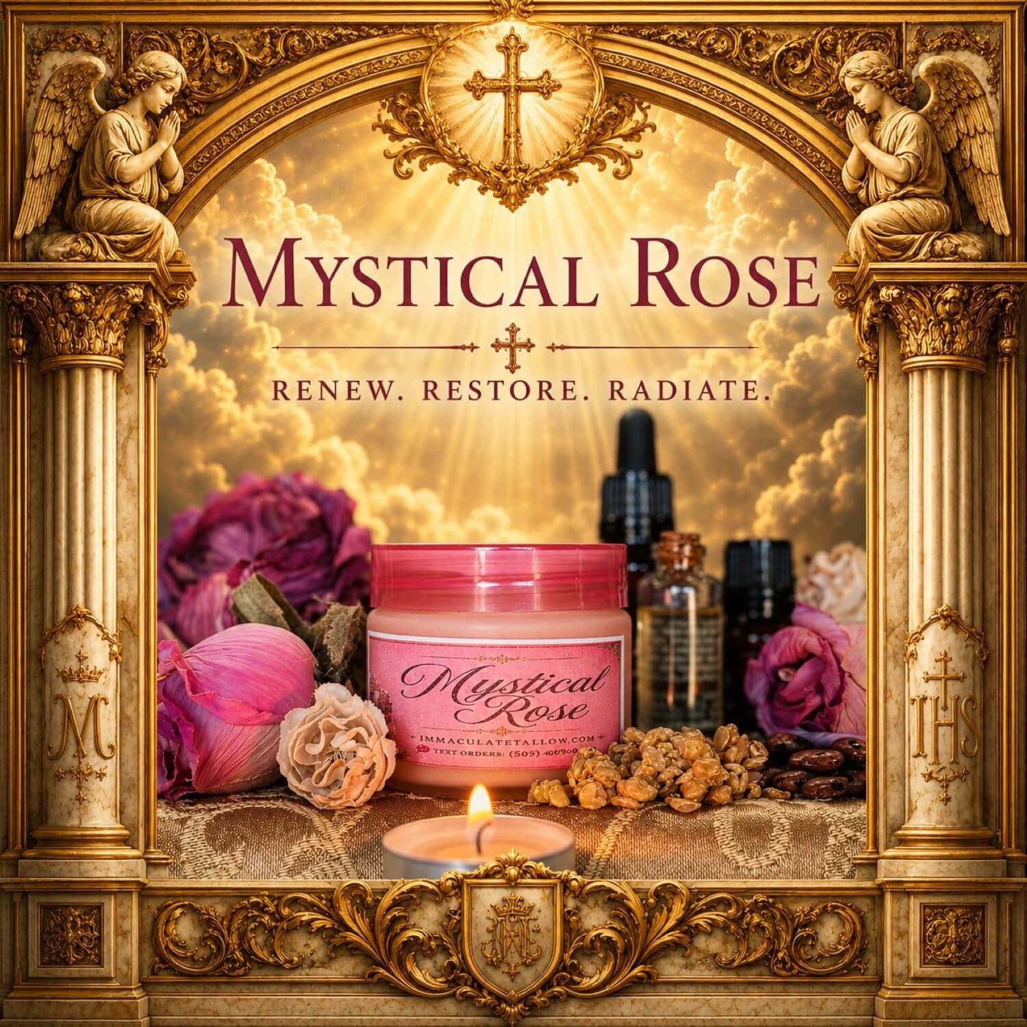 Mystical Rose Whipped Tallow Cream by Immaculate Tallow—2 oz jar infused with time-honored botanicals for soft, radiant, and youthful skin