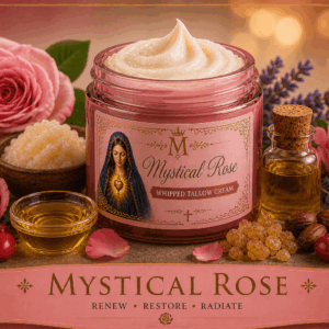 Mystical Rose Whipped Tallow Cream by Immaculate Tallow—2 oz jar infused with time-honored botanicals for soft, radiant, and youthful skin